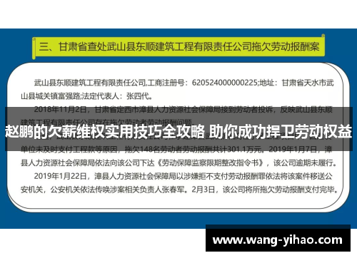 赵鹏的欠薪维权实用技巧全攻略 助你成功捍卫劳动权益