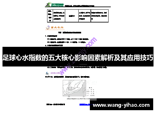 足球心水指数的五大核心影响因素解析及其应用技巧